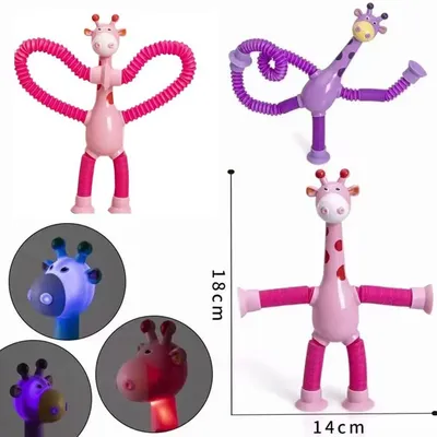 Telescopic Suction Cup Giraffe Toy Stretch Decompress Light up Educational  Toys | eBay