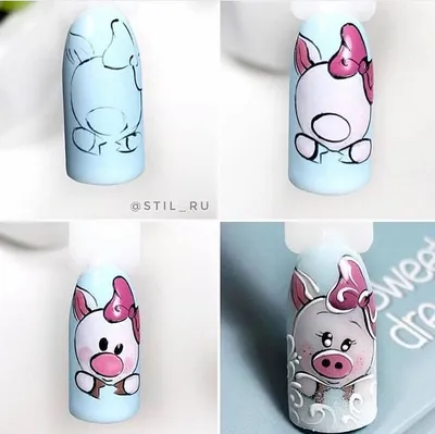 Pin by YP on дизайн ногтей | Pig nail art, Pig nails, Animal nail designs