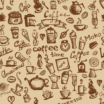 Фон с кофейной тематикой 5 | Coffee background 5 » Векторные клипарты,  текстурные фоны, бекграунды, AI, EPS, SVG