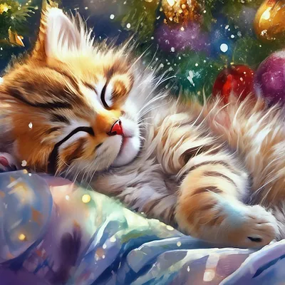 Красивые новогодние картинки с котиками и собачками 🎄🐈🐕🎄 | Волшебный  мир иллюстраций | Дзен