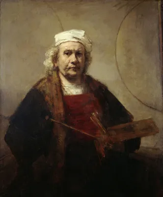 Rembrandt Harmenszoon van Rijn Автопортрет с двумя кругами, 1665, 125×144  cm: Description of the artwork | Arthive