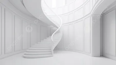 комната с белой лестницей посередине, 3d иллюстрация белая восходящая  лестница поднимается вверх в пустой белой комнате, Hd фотография фото фон  картинки и Фото для бесплатной загрузки