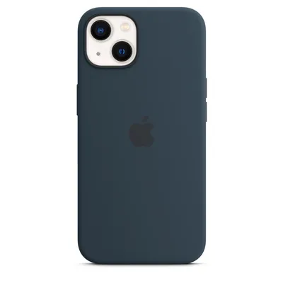 Купить силиконовая накладка с логотипом для смартфона iPhone 13  (темно-синяя) по низкой цене в Уфе