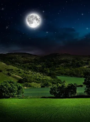 Красивые пейзажи с луной - 58 фото