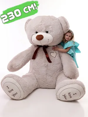 Большой плюшевый мишка I Love You 230 см нежно-серый мягкая игрушка  медведь, медвежонок Тедди - купить с доставкой по выгодным ценам в  интернет-магазине OZON (342861600)