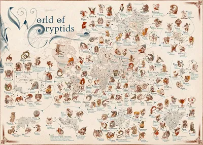 Создана карта мира с мифическими существами из разных стран