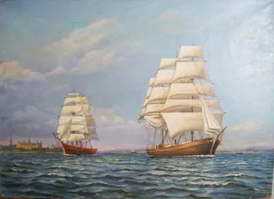 Картина «Море с кораблями», Евгений Лунёв - Jose Art Gallery