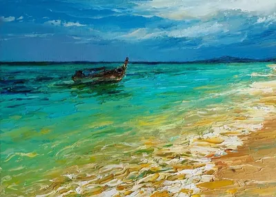 Морской пейзаж с волнами на пляже» картина Лилеевой Светланы (бумага,  акварель) — купить на 