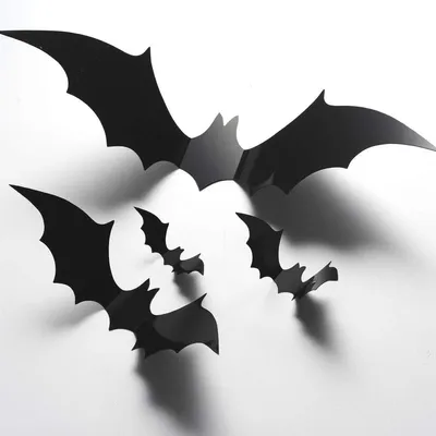 Купить Настенный декор с летучими мышами, 88 шт., украшения на Хэллоуин,  летучие мыши, реалистичные ПВХ 3D черные страшные наклейки на стену с  летучими мышами для | Joom