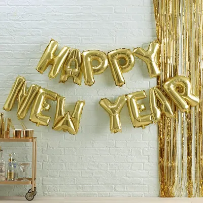 Блестящий баннер с надписью Happy New Year, золотой, черный, бумажный флаг,  гирлянда, новый год 2021, украшение для вечеринки, новый год, товары для  вечеринки | AliExpress