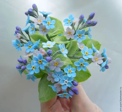 Букетик с незабудками. Холодный фарфор | Polymer clay flowers, Felt flowers  diy, Paper flowers