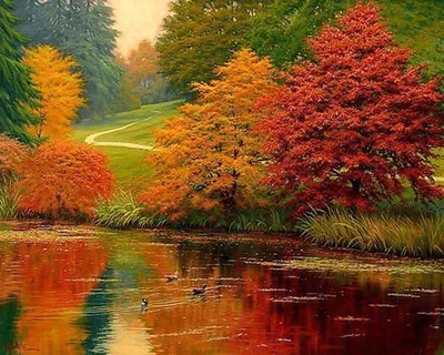 Осенний пейзаж маслом "Закат. Ступая тихо солнцу вслед…" 60x90 AR190307  купить в Москве