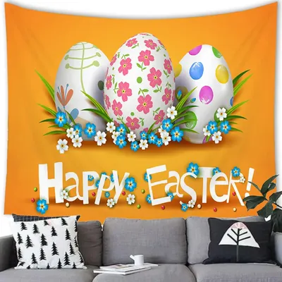 Гобелен с Пасхальной тематикой, настенный гобелен с пасхальными яйцами  кролика, настенное украшение для вечеринки, украшение для дома, гобелен с  яйцами кролика | AliExpress