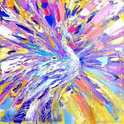 Картина маслом с павлинами – Красочный Танец - Наталия Ширяева
