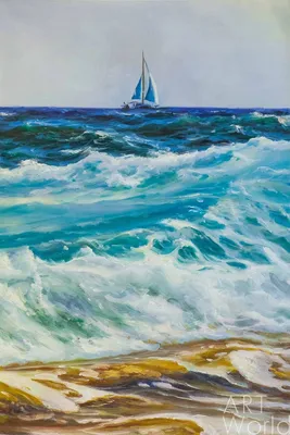 Картина Морской пейзаж маслом "В море пенном…N3" 60x90 DL190311 купить в  Москве