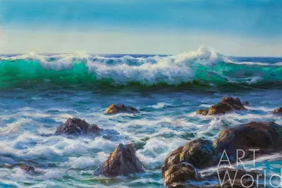 Картина Морской пейзаж маслом "В ожидании улова" 50x60 KI190108 купить в  Москве