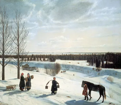 Никифор Степанович Крылов - Зимний пейзаж (Русская зима), 1827, 54×63 см:  Описание произведения | Артхив