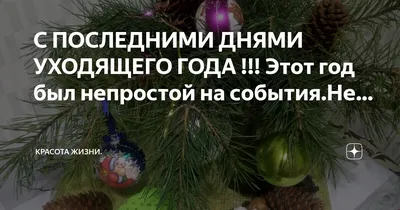 С ПОСЛЕДНИМИ ДНЯМИ УХОДЯЩЕГО ГОДА !!! Этот год был непростой на события.Не…  | КРАСОТА ЖИЗНИ. | Дзен