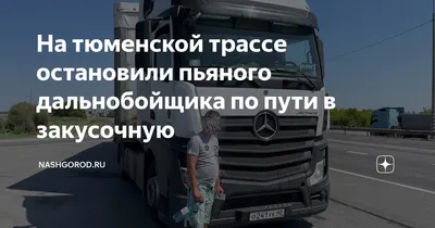 На тюменской трассе остановили пьяного дальнобойщика по пути в закусочную |   | Дзен