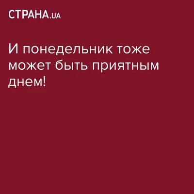 И понедельник тоже может быть приятным днем! / Лента соцсетей / Страна