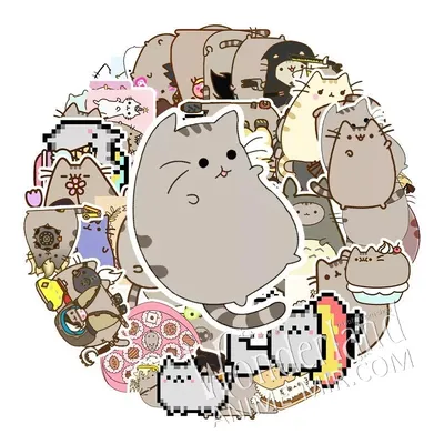 Набор наклеек Пушин (стикерпак) / 1 набор 50 стикеров / Pusheen the cat  купить в интернет магазине в Москве с доставкой по РФ