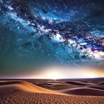 Космический млечный путь над пустыней…» — создано в Шедевруме