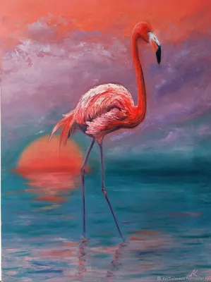 Розовый фламинго На фоне морского …» — создано в Шедевруме