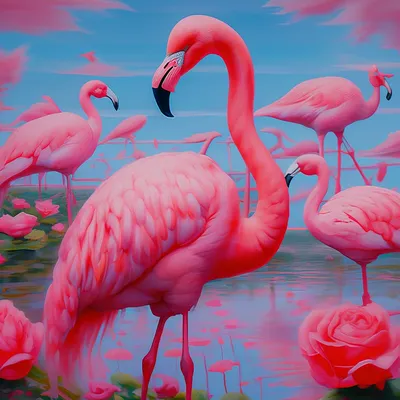 Lovely Pink Flamingos and Foliage | Произведения искусства с изображением  фламинго, Розовые фламинго, Фламинго