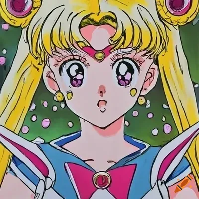 Sailor moon drawn by hirohiko araki in the style of jojo's bizarre  adventure, manga art, colored ink painting on Craiyon