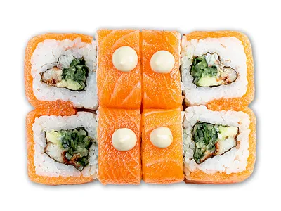 Роллы Красный дракон с Лососем, Угрем и Икрой Масаго - купить на сайте  Sushi-Point Киев