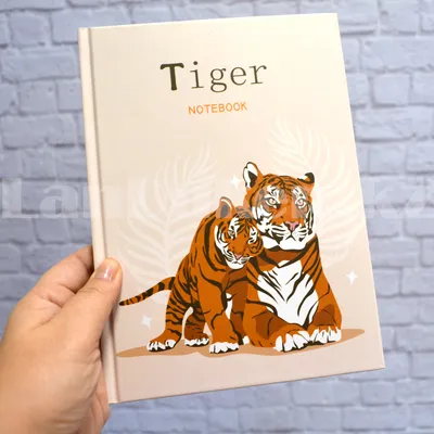 Блокнот в клеточку с Тигром и тигренком Tiger Notebook 15 на 20.5 cм  бежевый (id 96277164)