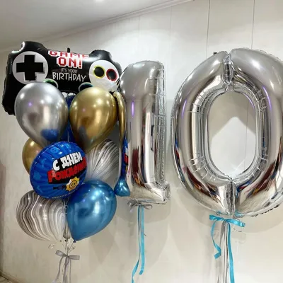 Воздушные шары, композиция из воздушных шаров с цифрой 10, 102 см, цвет  синий - купить в интернет-магазине OZON с доставкой по России (951401105)