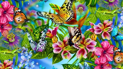 Картинки с цветочками и бабочками - фото и картинки: 68 штук
