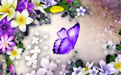 Картинки с цветочками и бабочками - фото и картинки: 68 штук
