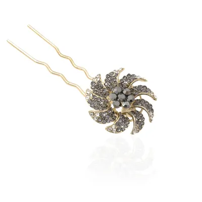Шпилька для волос металлическая с украшениями из страз (14894), купить в  интернет-магазине бижутерии оптом Arkos