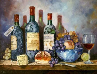 Картина натюрморт с вином и фруктами в интернет-магазине Ярмарка Мастеров  по цене 3000 ₽ – T570URU | Картины, Санкт-Петербург - доставка по России
