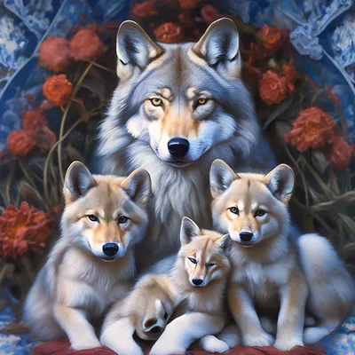 Картина по номерам Волчица с волчатами, Babylon, VP1358 - описание, отзывы,  продажа | CultMall