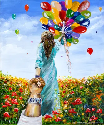 Картина Девушка с воздушными шарами (Любовь как воздух) купить в  интернет-магазине Ярмарка Мастеров по цене 5500 ₽ – PZPPOBY | Картины,  Челябинск - доставка по России