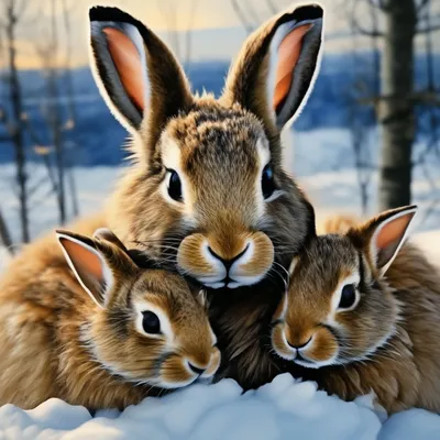 Картина на холсте с подрамником ХитАрт белый заяц; зайчиха с зайчатами 9  50Х70; Заяц - купить по низкой цене в интернет-магазине OZON (1190803160)