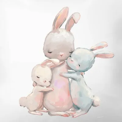 Иллюстрация Зайчиха с зайчатами в стиле 2d, детский, персонажи |