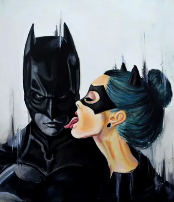 Картина по номерам Бэтмен и женщина кошка HR0462 - раскраска Флюид 40x50 см  - цена, фото, описание