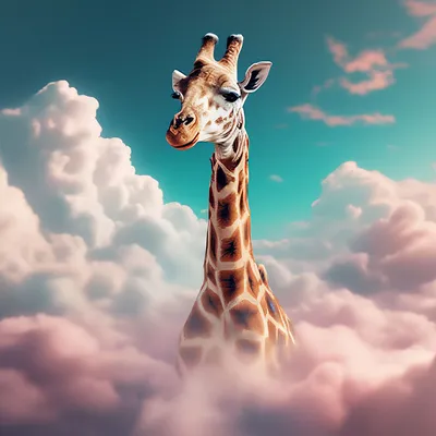 Буква Б в облаках с жирафами в …» — создано в Шедевруме