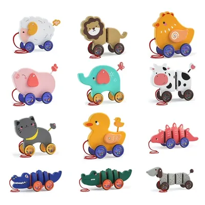 Дети милые животные тянуть веревку мультфильм перетащить автомобиль малышей  игрушка для маленьких детей подарок | AliExpress