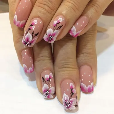 Cherry Blossom Sakura Tree Nail Art Design | Дизайн ногтей Сакура | Cherry  blossom nails art, Nail art designs, Cherry blossom nails