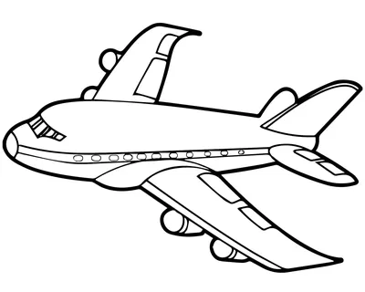 Большой самолёт — раскраска для детей. Распечатать бесплатно.