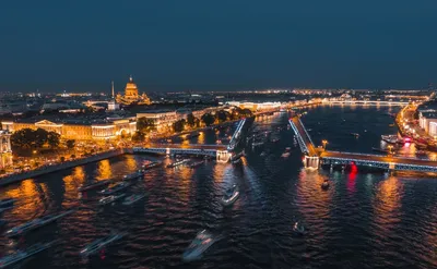 Картинки Санкт-Петербург Россия Palace Bridge мост Реки Ночные город