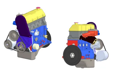 Двигатель ВАЗ 2101-2107 - Чертежи, 3D Модели, Проекты, ДВС