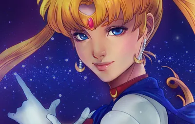 Фото Сейлор Мун / Sailor Moon на фоне Луны