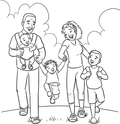 Big family. Linear illustration Stock Illustration by ©Lyusjen #98131084