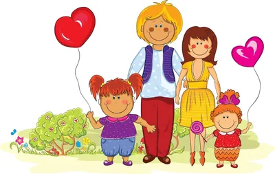 мультфильм счастливая семья с двумя детьми бабушка и дедушка и радуга  Иллюстрация вектора - иллюстрации насчитывающей девушка, малыши: 223070186
